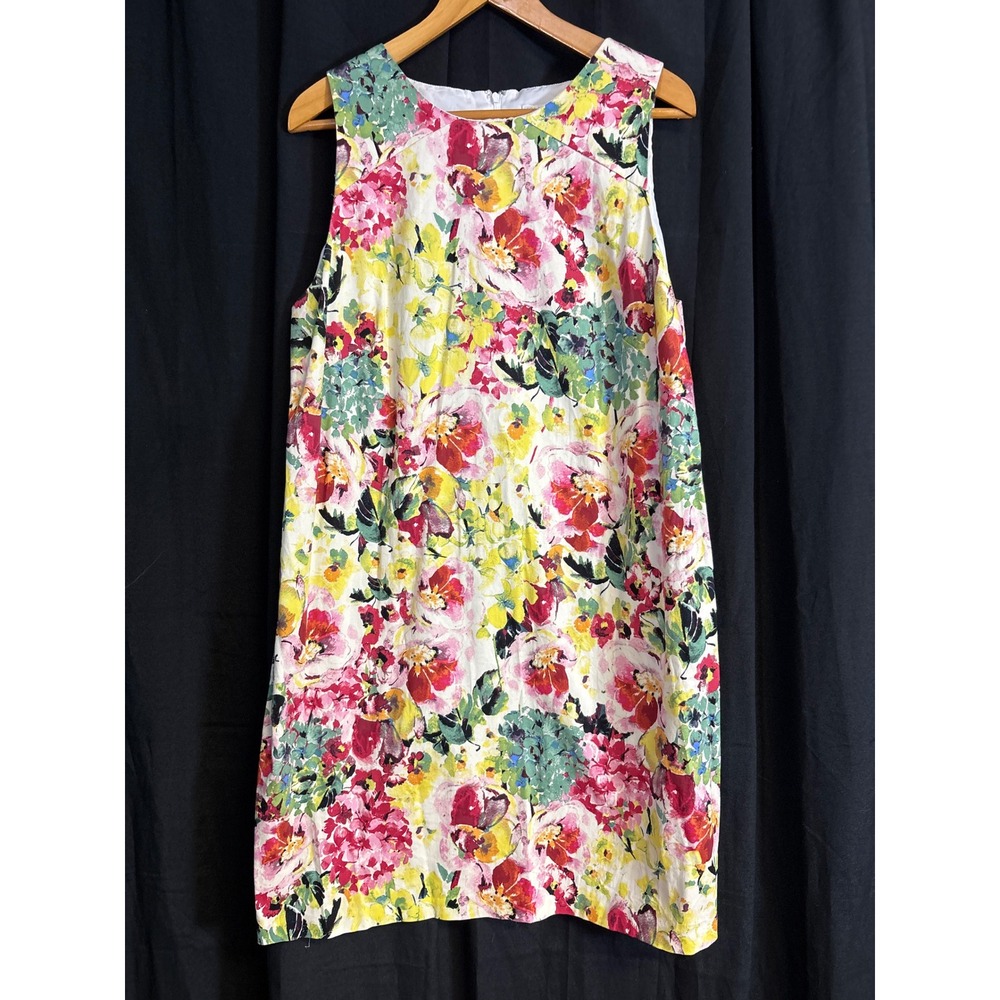 London Times Woman Floral Sleeveless Sheath Dress Pink Yellow Green 18W
